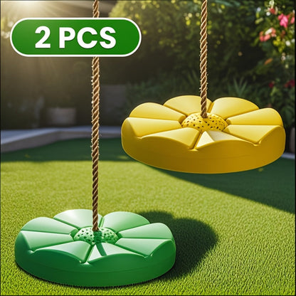Flower Shaped Outdoor Swing Set 2 Pack Kids Backyard Hanging Swing Seat with Adjustable Rope 11.8in Diameter for Playground Courtyard Amusement Park Ages 3+