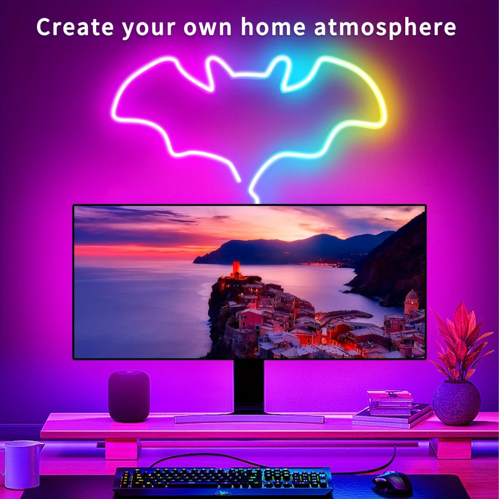 Neon Rope Lights 100ft RGB LED with App & Remote Control, 2 Rolls of 50ft Flexible Neon LED Strip, 24V Safe Low Voltage, for Bedroom, Room Decor, Gaming Setup, Indoor Accent & Holiday Lighting