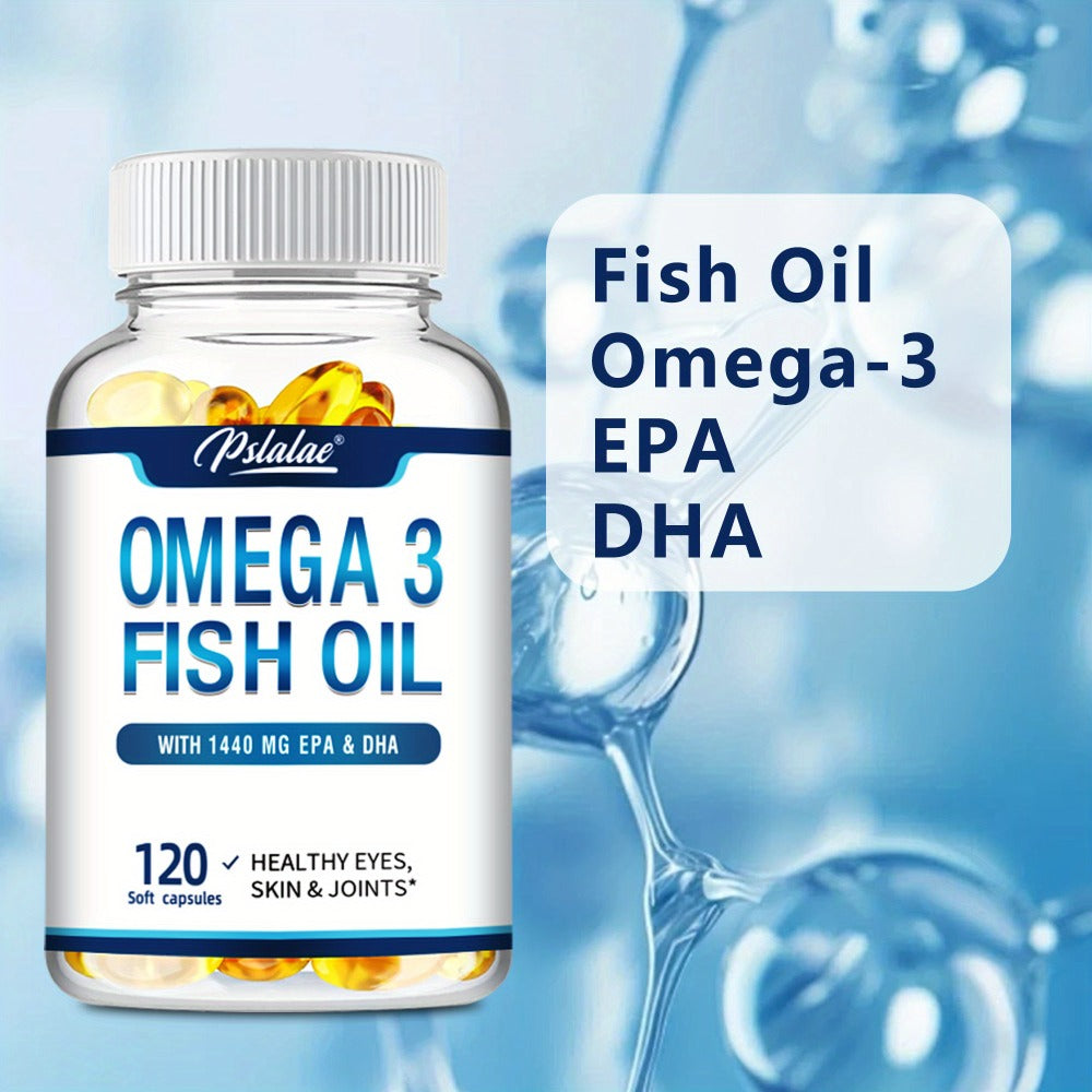 Triple Strength Omega-3 Fish Oil Softgels 120 Capsules with High-Potency EPA & DHA — Heart, Brain, Vision & Skin Health Supplement for Women and Men