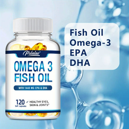 Triple Strength Omega-3 Fish Oil Softgels 120 Capsules with High-Potency EPA & DHA — Heart, Brain, Vision & Skin Health Supplement for Women and Men