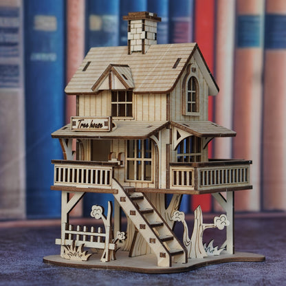 3D Wooden Puzzle Model Kit Forest Cabin – DIY Rustic Treehouse Building Set Interlocking Wood Blocks, STEM Brain Teaser Architecture Craft Gift for Adults Teens Home Office Decor