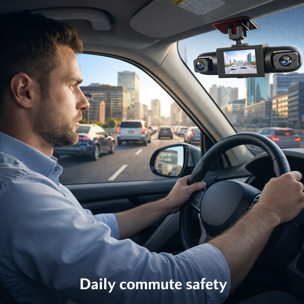 4-Camera 1080P Dash Cam, 360° Recording, 3.6" Clear IPS Screen, Night Vision/WDR, Parking Detection, Easy Mount