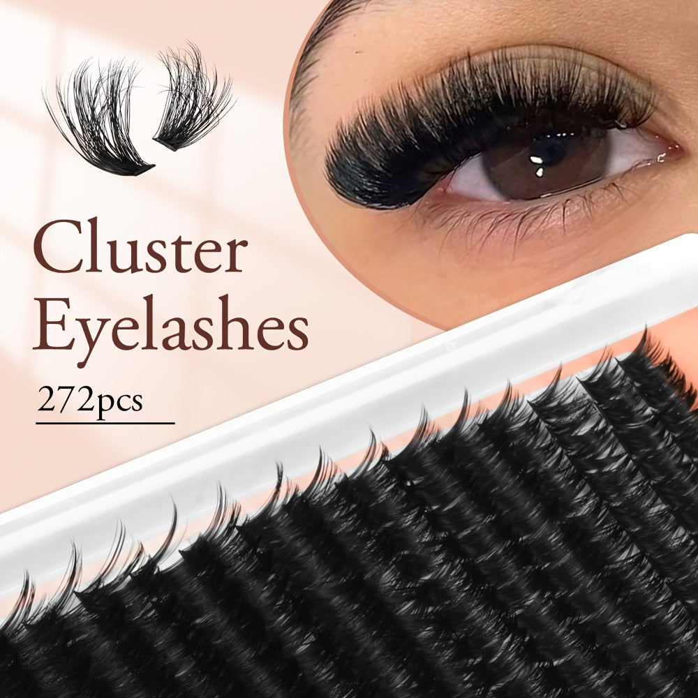 100D Volume Cluster Lashes DIY Individual Lash Extension Kit – Soft Reusable Single Clusters for Full Thick Dramatic Lash Look, Beginner & Pro Friendly Home Salon Use