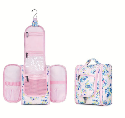 Hanging Toiletry Bag for Women Large Capacity Travel Makeup Organizer Bag with Hook Multi-Compartment Waterproof Cosmetic Pouch 16 Prints for Cruise Gym