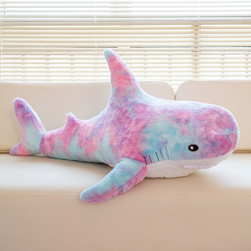 Shark Stuffed Animal Plush Pillow 24 Inch – Jumbo Soft Cute Shark Plush Toy for Kids Boys Girls Adults, Ocean Sea Animal Cuddle Pillow, Birthday Christmas Holiday Gift, Blue Grey Rainbow Colors