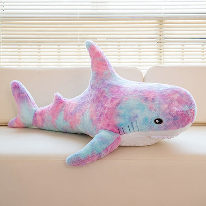 Shark Stuffed Animal Plush Pillow 24 Inch – Jumbo Soft Cute Shark Plush Toy for Kids Boys Girls Adults, Ocean Sea Animal Cuddle Pillow, Birthday Christmas Holiday Gift, Blue Grey Rainbow Colors