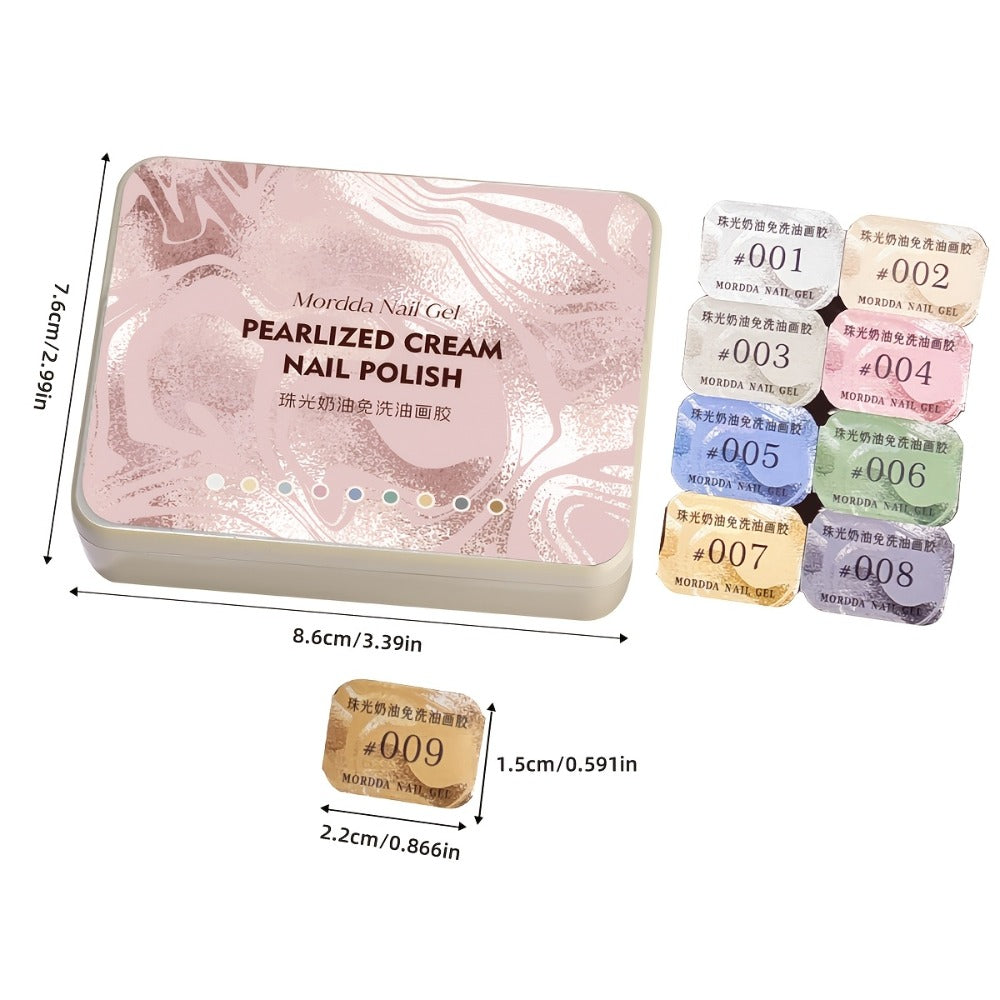 Pearlescent Nail Gel 9-Grid Shell Shimmer Mother of Pearl Cream Oil Painting Gel Polish Set – Multicolor Glitter Iridescent Spiral Design for Salon & DIY Nail Art, Gift for Women & Girls