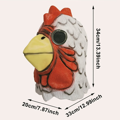 Rooster Latex Halloween Mask Full Head – Funny Chicken Animal Costume Mask with Realistic Combs & Wattle for Halloween Parties, Carnivals, Cosplay & Themed Events, One Size Fits Most Adults, Humorous Gift