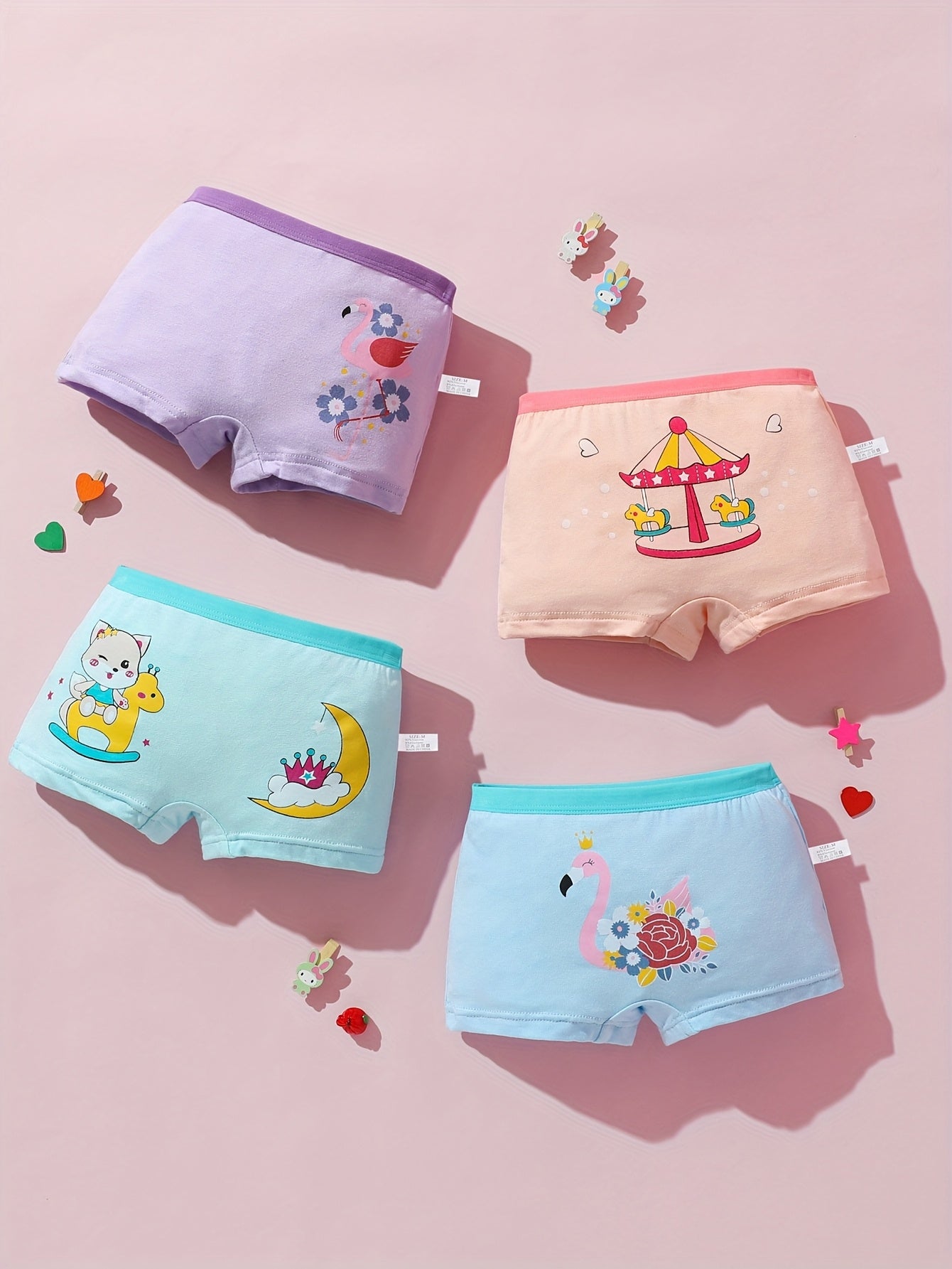 Girls' Boxer Briefs - 12-Pack Assorted Cartoon Print Style 5413