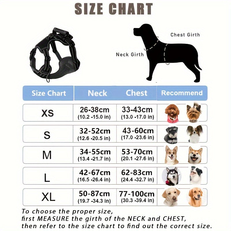 Dog Harness and Leash Set No-Pull Reflective Adjustable Oxford Vest with 2 Leash Clips Easy Control Handle for Small Medium Large Dogs XS-XL 5 Colors