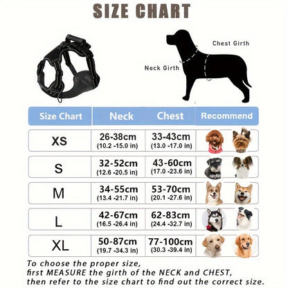 Dog Harness and Leash Set No-Pull Reflective Adjustable Oxford Vest with 2 Leash Clips Easy Control Handle for Small Medium Large Dogs XS-XL 5 Colors