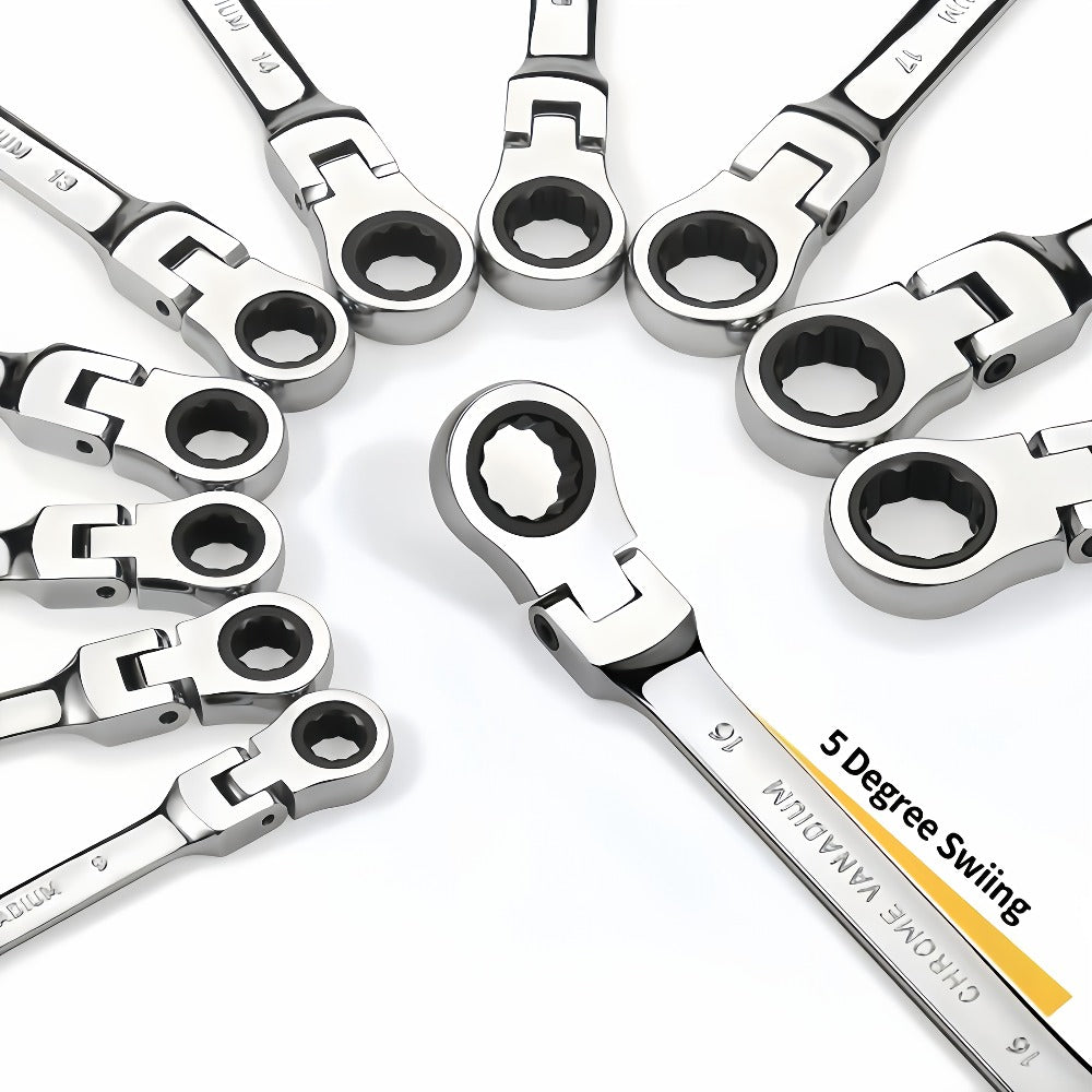 Ratchet Wrench Set 6-Piece Double-Ended Quick Release – Metric 8-17mm, 72-Tooth, Adjustable Combination Wrench Kit with Storage Bag for Home, Car & Mechanical Use