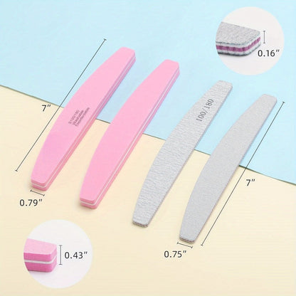 Nail Files and Buffers Professional 100 180 Grit Double-Sided Sanding Boards Reusable Polishing Blocks for Manicure Pedicure Salon Home Use Value Pack 20 or 35 Pieces