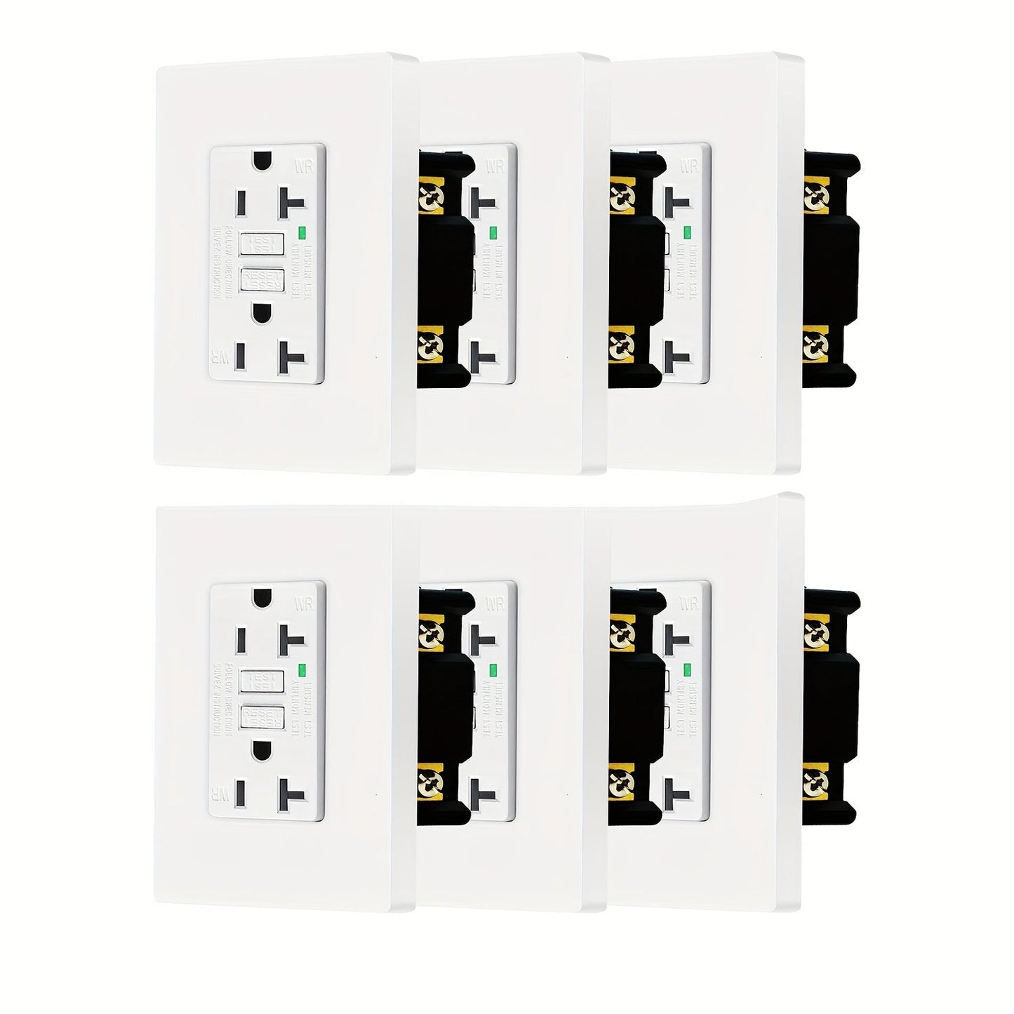 GFCI Outlet 20 Amp Tamper Resistant WR Weather Resistant with Wall Plate ETL Listed LED Indicator Test Reset Button Ground Fault Circuit Interrupter for Bathroom Kitchen Garage 2 4 6 10 20 Pack Black White