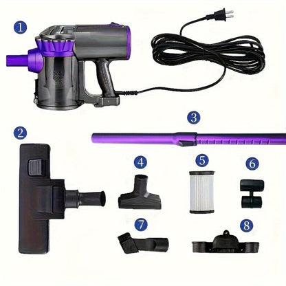 600W 4-in-1 Handheld Stick Vacuum Cleaner 20Kpa Strong Suction Low Noise Design - Lightweight Portable for Pet Hair, Hard Floors & Carpets, 110V Electric Vacuum with Multiple Attachments, Orange & Purple