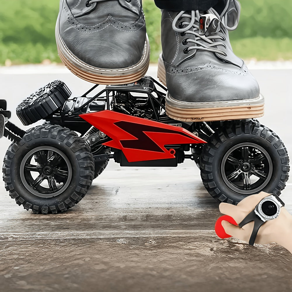 RC Monster Truck 1:18 Scale Alloy 2.4GHz Off-Road Remote Control Car with LED Headlights & All-Terrain Tires, High Speed 33KM/H – Birthday Gift for Kids Boys Girls Adults Ages 6+