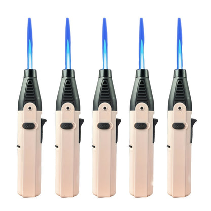 Windproof Torch Lighter 5 Pack Outdoor Butane Gas Lighter Set 1300 1800 Degree Blue Flame Safety Lock Gift Box Camping BBQ Candle Fireplace Butane Not Included