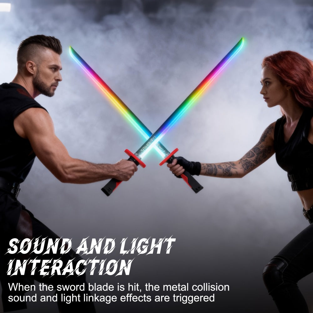 LED Light Katana Sword 31.5" – Pro Cosplay Luminous Saber with Spark-on-Draw, Multi-Color LED, Sound Effects & Type-C Rechargeable Battery, Anime Cosplay Prop Gift for Teens & Adults