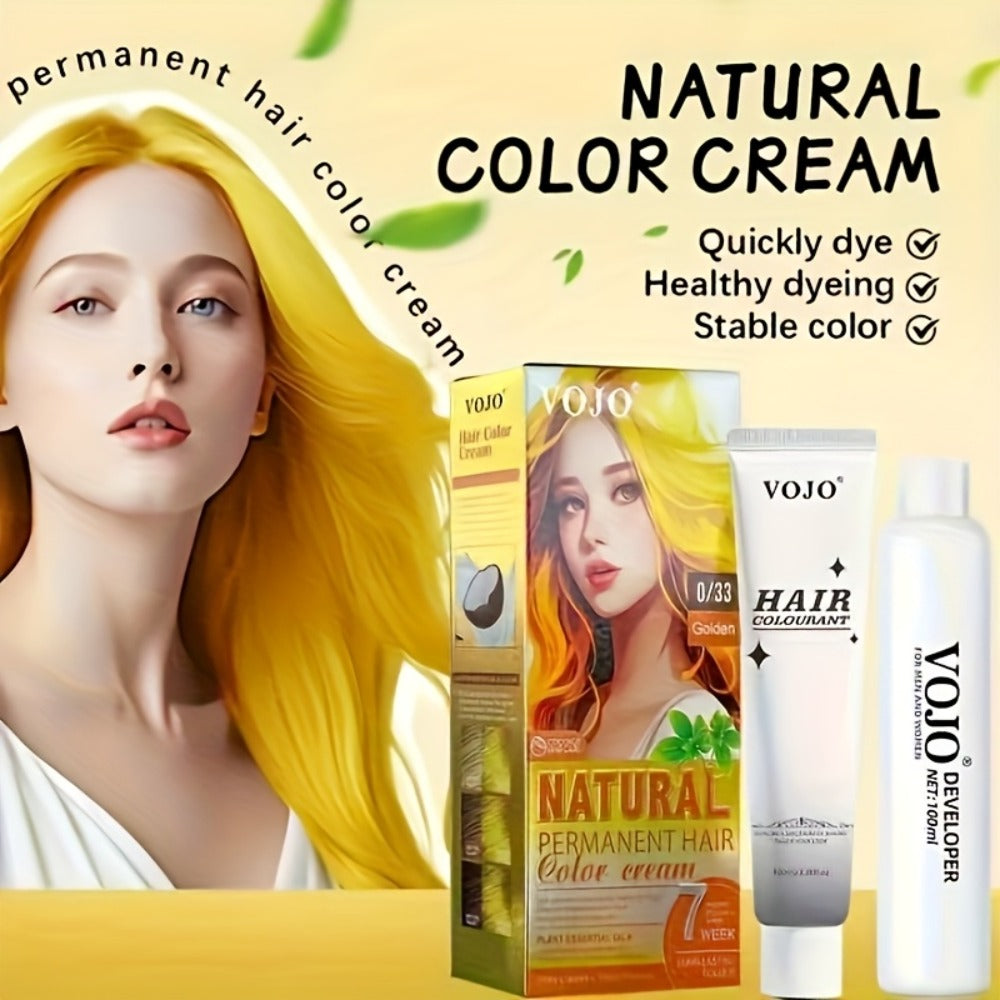 Permanent Hair Dye Kit 12 Vibrant Colors with Developer & Applicator Tools Bleach Blonde Ash Grey Ocean Blue Brown Purple Pink Red Golden Black Long-Lasting DIY At-Home Hair Color Cream Set Women