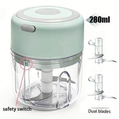 Mini Food Processor USB Rechargeable Electric Chopper 9.47oz – Portable Wireless Meat Grinder & Blender for Garlic, Vegetables, Fruit, Ginger & Chili, Compact Kitchen Tool for Home Office Travel