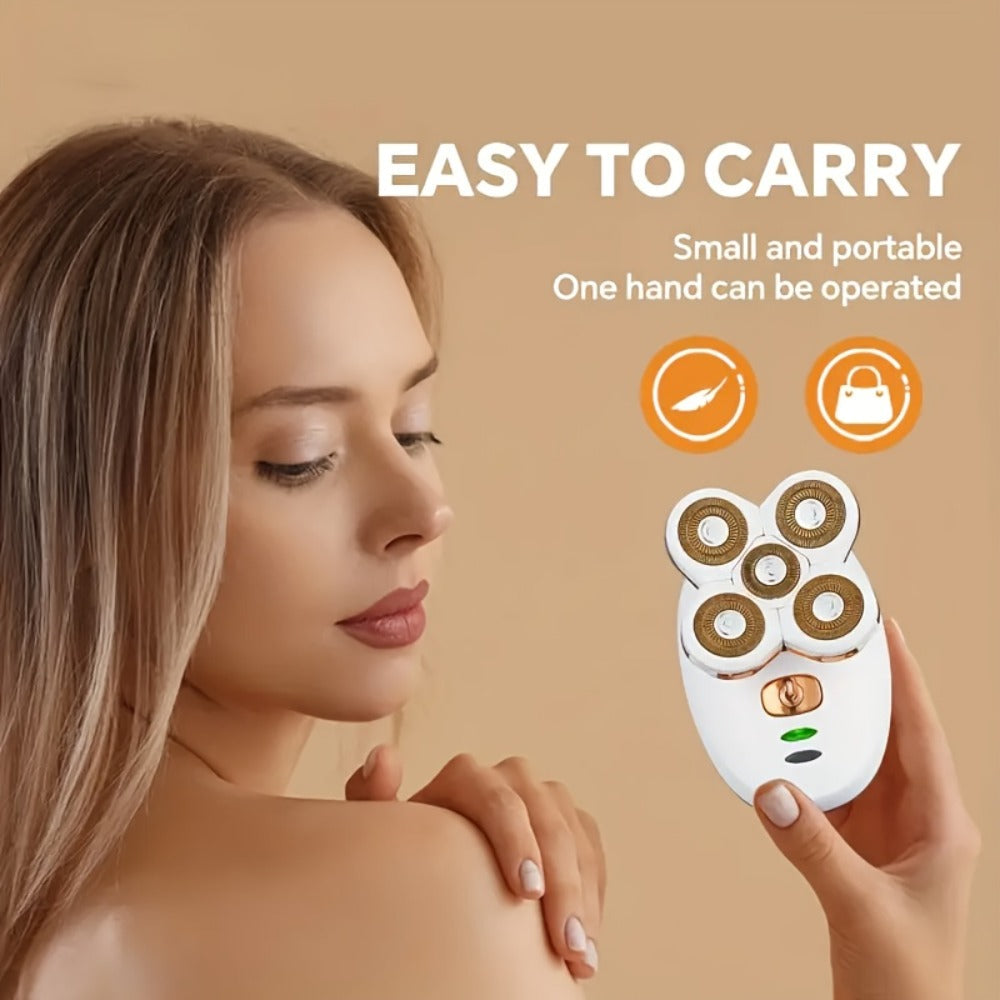 Painless Women's Electric Razor & Bikini Trimmer Cordless Rechargeable Hair Removal for Legs Armpits Face Bikini Line Wet Dry Portable Ladies Body Shaver Grooming Device White Black