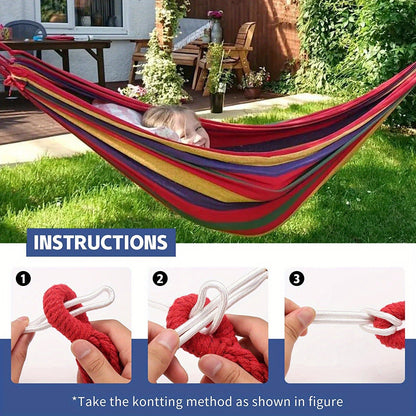 Camping Hammock Single Person Colorful Fabric Anti-Roll Design 330 lbs Capacity with Tree-Friendly Straps Portable Carrying Bag Outdoor Indoor Backyard Lounging