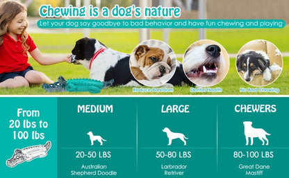 Indestructible Dog Chew Toy for Large & Medium Dogs - Tough Rubber Crocodile Chew Toy with Milk Flavor & Dental Ridges, Durable Dog Toys for Aggressive Chewers 20-100 lbs, Reduces Anxiety & Boredom