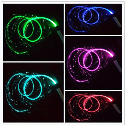Rechargeable LED Fiber Optic Whip | 7-Color Glow Rave Dance Toy