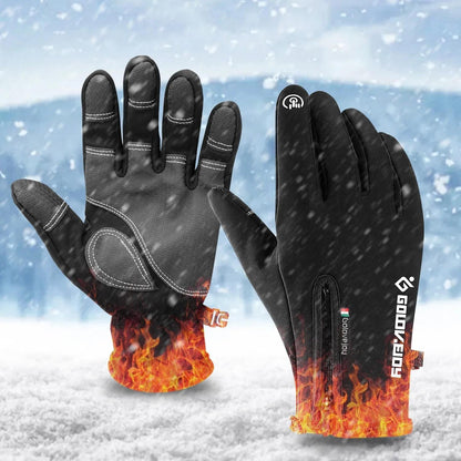 Windproof Knit Gloves for Outdoor Riding & Skiing – 2 Pairs Full-Finger Slip-Resistant Winter Gloves | 100% Polyamide Warm Gloves for Men & Women | S M L XL XXL | Black Gray