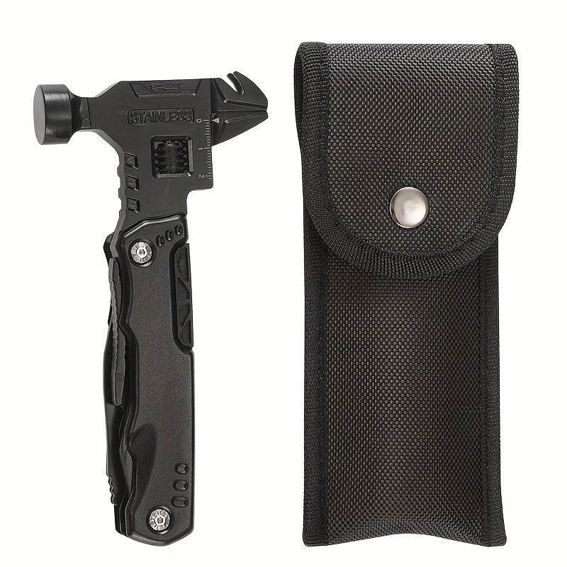Multitool Folding Pliers Hammer Wrench Combo 4-in-1 Portable Camping Multi-Function Tool for Outdoor Survival Vehicle Emergency Household Repair