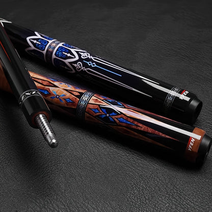 Carbon Fiber Pool Cue Stick 12.5mm Low Deflection Professional Billiard Cue with Extension Canadian Maple Wavy Pin Wrapless Design Dent-Resistant Shaft