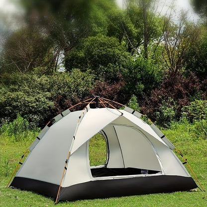 Waterproof Pop Up Camping Tent with Double Doors - Cloud Gray Automatic Instant Setup Shelter for Beach, Hiking, Camping, RV & Travel, Portable Foldable Sunshade Tent with Optional Mesh Windows, 2 Sizes Available