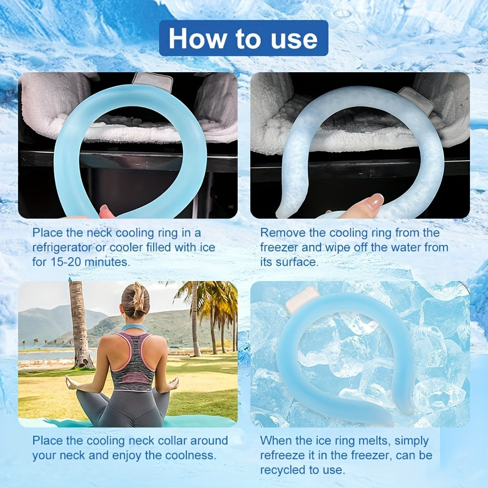 Cooling Neck Ring 3-Pack – Wearable Ice Gel Tube Wrap for Hot Weather, Outdoor Sports, Heat Relief & Hot Flashes, Freezes at 28°C, Hands-Free Summer Cooling for Men & Women
