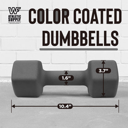 Neoprene Dumbbells Pair with Non-Slip Hex Shape – Color-Coded Hand Weights for Women & Men, Strength Training, Home Gym & Aerobics – 2LB to 15LB Available in Yellow, Green, Red, Blue & Gray