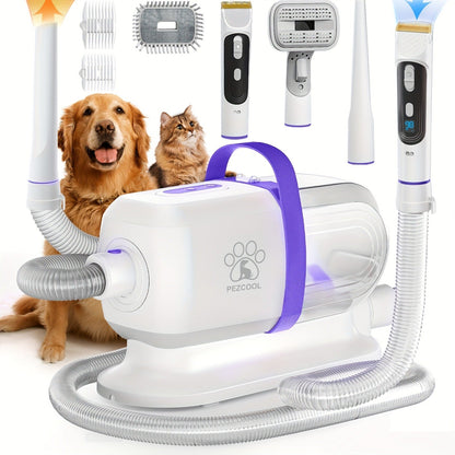 Pet Grooming Vacuum Kit 8-in-1 with 12000Pa Suction – Dog & Cat Hair Vacuum for Shedding, 6 Grooming Tools, 74oz Dust Cup, Low Noise, 3 Suction Levels, No Battery Required