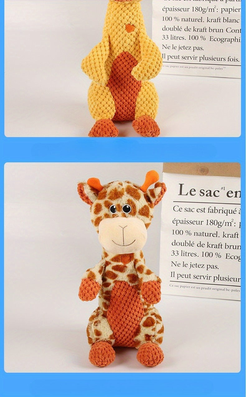 Squeaky Plush Dog Toy with Animal Print - Durable Cartoon Chew Toy for Aggressive Chewers, Interactive Tug of War Toy for All Breeds, Cute Deer & Frog Design Squeaky Dog Gift
