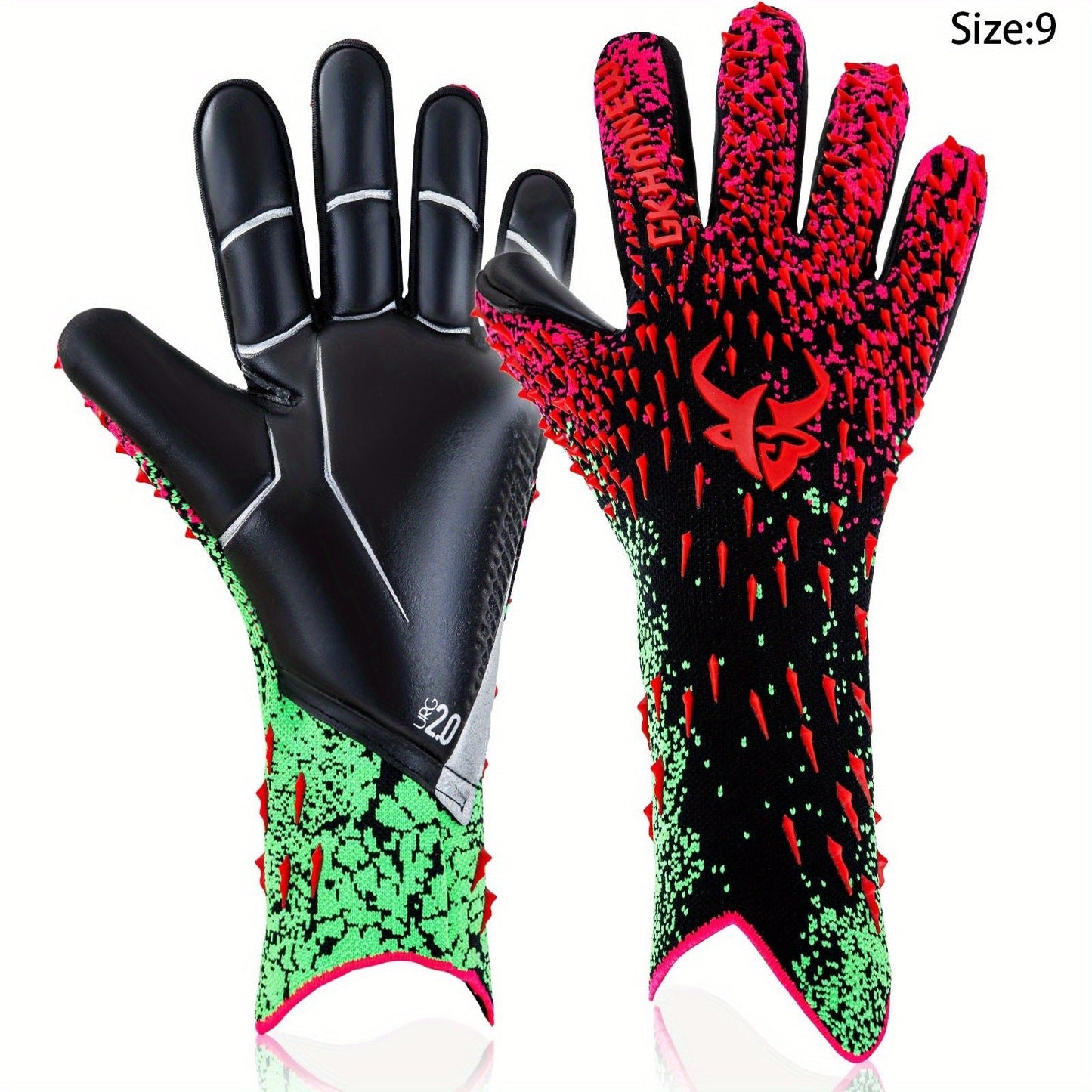 Soccer Goalkeeper Gloves with 4mm Grip Palm - Ventilated Goalie Gloves for Youth & Adults, Flexible Finger Protection, Sizes 6-10, Black Green, Red Green, Blue Pink