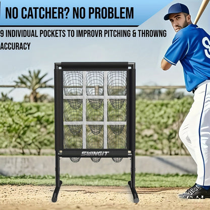 9-Pocket Baseball Pitching Net with Adjustable Targets & Carry Bag for Pitching Practice All Skill Levels