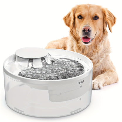 Dog Water Fountain 2 Gallon NPET DF30 - Automatic Pet Water Dispenser Triple Filtration with Splatter Guard & Cleaning Kit for Large Dogs & Multiple Pets 1.3Gal or 2Gal Options