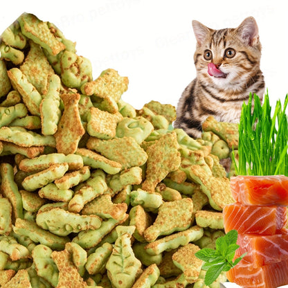 Catnip Cat Treats 150g – Catnip Cookie & Catgrass Molar Stick, Dried Fish Snack for Cats, Teeth Cleaning Dental Chew, Hairball Control Nutrition Fattening Cat Snack