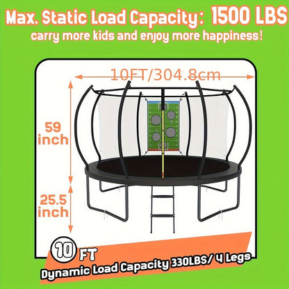 Outdoor Trampoline with Safety Enclosure Net Football Toss Game 8 10 12 14FT Round Backyard Trampoline for Kids Adults Indoor Outdoor Party Play