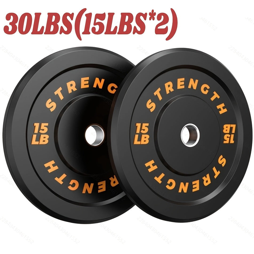 Bumper Plates – Rubber Olympic Weight Plates 10–45 lbs, 2-Inch Steel Center Ring, for Strength Training & Weightlifting, Home Gym Barbell Discs