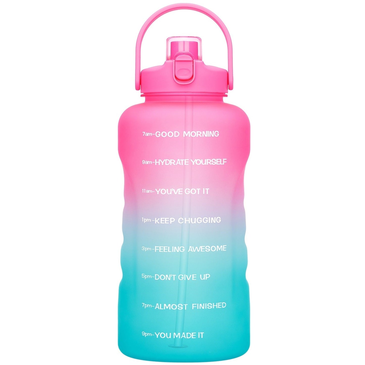128oz 1 Gallon Water Bottle with Straw 2-in-1 Lid Tritan BPA-Free Motivational Time Marker Large Capacity Gym Sports Fitness Camping Outdoor Water Jug