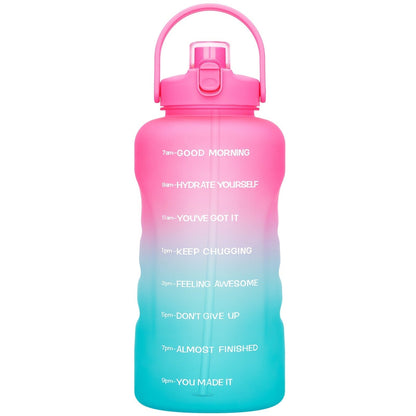 128oz 1 Gallon Water Bottle with Straw 2-in-1 Lid Tritan BPA-Free Motivational Time Marker Large Capacity Gym Sports Fitness Camping Outdoor Water Jug