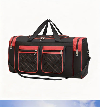 Gym Duffel Bag Large Capacity Travel Bag for Men Women Heavy Duty Polyester Multi Pocket Adjustable Shoulder Strap Zipper Closure for Fitness Workout Weekend Trips Business Travel Outdoor Black Blue Red