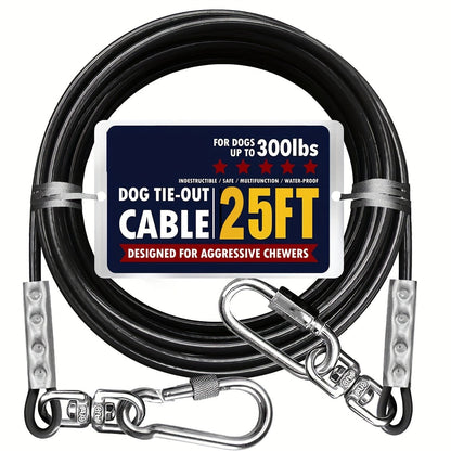 Dog Tie Out Cable for Yard Heavy Duty - Steel Wire Runner Leash with Swivel Hooks, Holds Up to 300 lbs, Anti-Tangle Dog Run Cable for Large Dogs Outdoor - S/M/L Sizes, 3 Colors