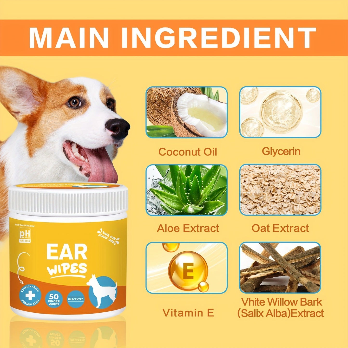 Pet Cleaning Wipes for Dogs & Cats - Ear Wipes Eye Wipes Dental Wipes Teeth Cleaning Kit, Soothing Deodorizing Itch Relief Coconut Scent, Gentle Daily Hygiene Wipes for All Breed Sizes