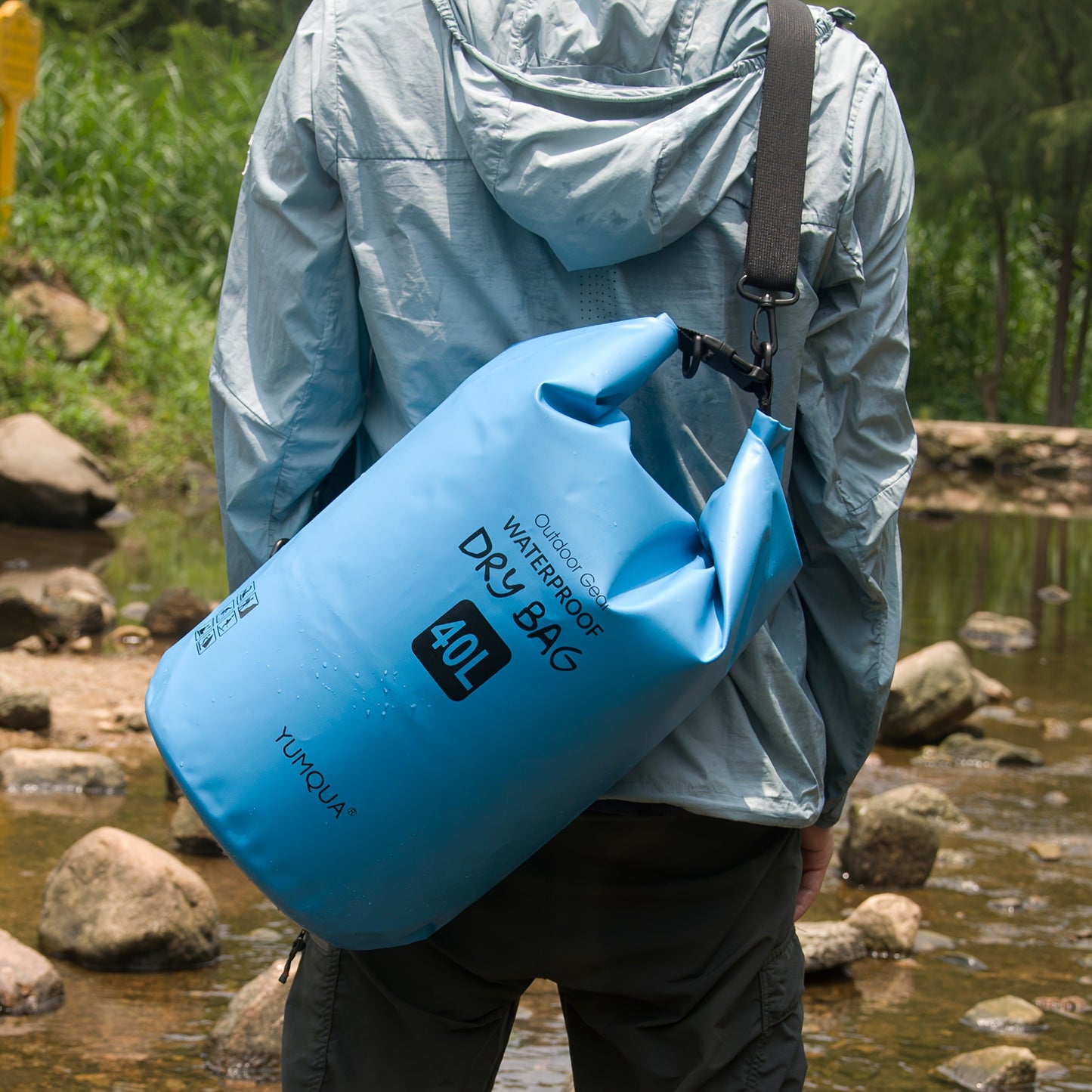 Waterproof Dry Bag Backpack 40L Roll Top Lock Closure PVC Floating Storage Bag for Kayaking Boating Swimming Hiking Camping Fishing Black Army Green Blue Yellow
