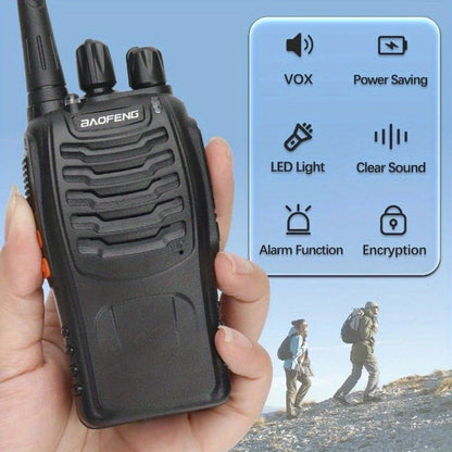 Baofeng BF-888S Walkie Talkies 16 Channel UHF Long Range Two Way Radio Rechargeable with Earphones for Camping Hiking Hunting Outdoor
