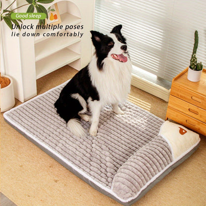 Thickened Dog Bed & Cat Bed Mat with Pillow – Anti-Slip, Machine Washable, Detachable Crate Mat for All Dogs & Cats, L & XL
